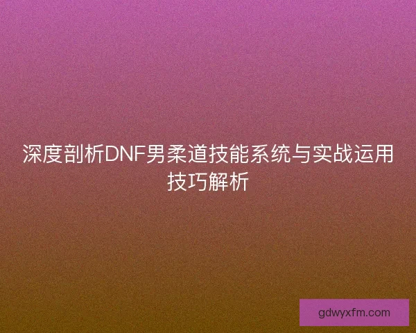 深度剖析DNF男柔道技能系统与实战运用技巧解析