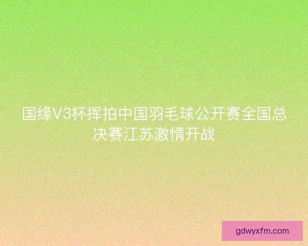 国缘V3杯挥拍中国羽毛球公开赛全国总决赛江苏激情开战