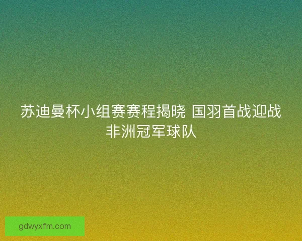 苏迪曼杯小组赛赛程揭晓 国羽首战迎战非洲冠军球队